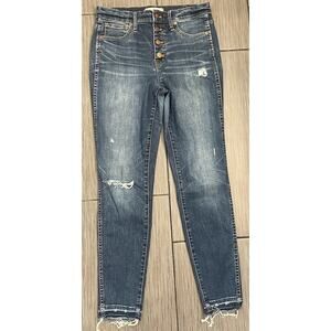 Madewell Jeans 10" High Rise Skinny Size 28 Blue Denim Button Fly Medium Wash